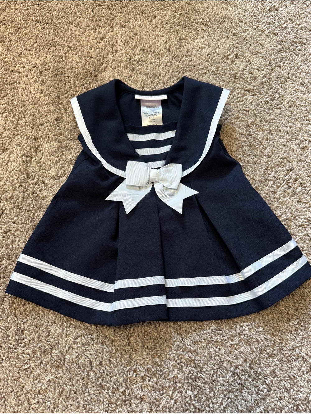 Bonnie Baby Navy and White Sailor Dress with Bow